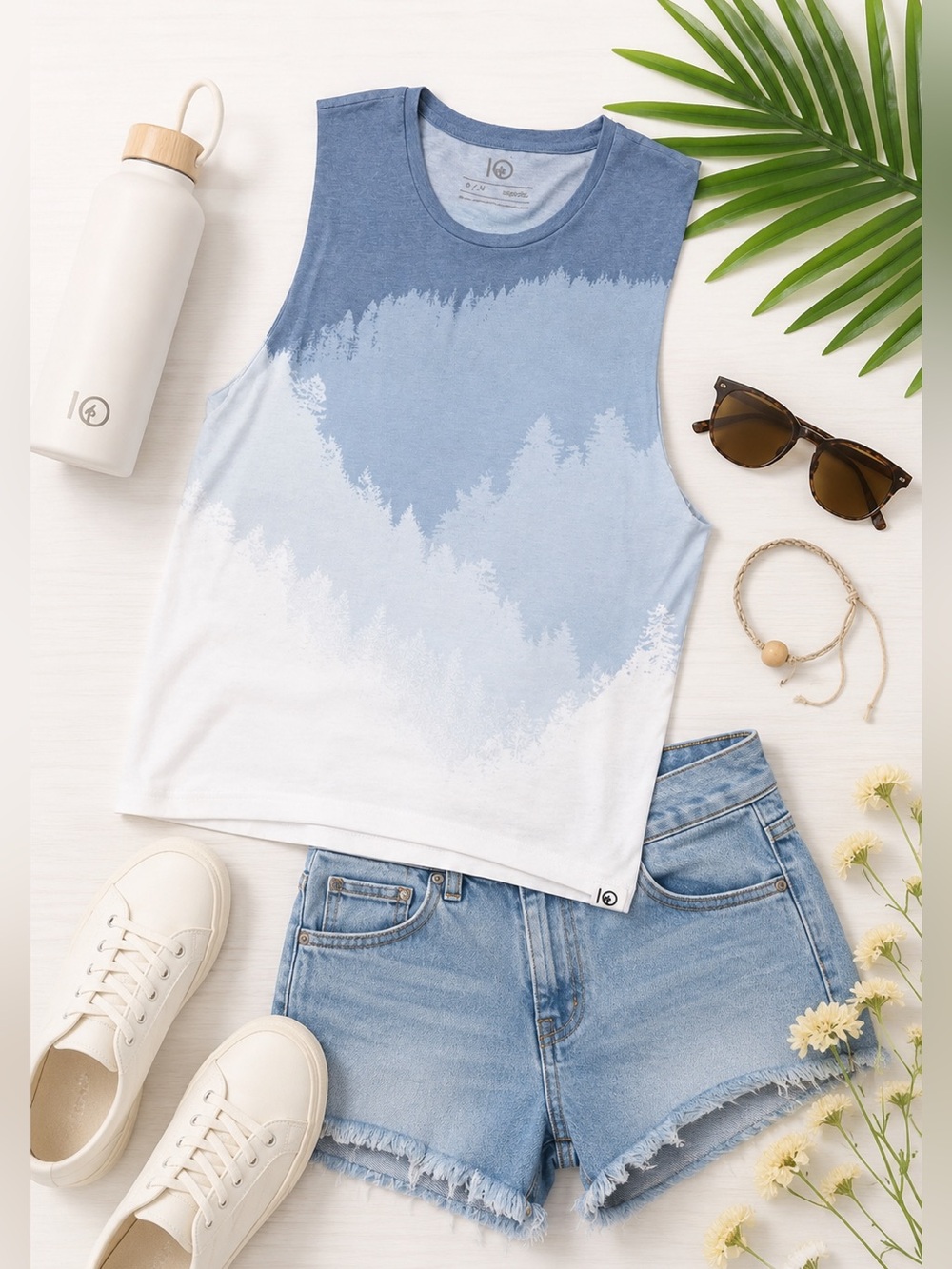 Tentree Forest Graphic Tank Top Blue Ombre Nature Tank / Muscle Tank Size Small